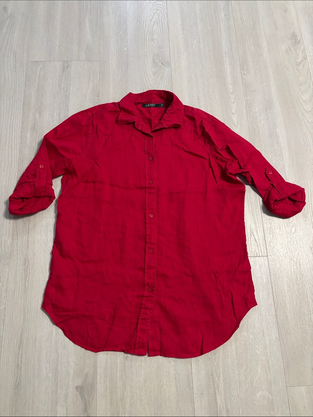 Lauren Ralph Lauren Red Button-Front Blouse